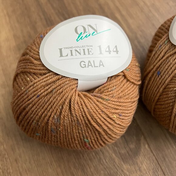 Linie 144 Gala 100% Wool Yarn Bundle Caramel Tan Brown with Multi Color Flecks ( - Picture 2 of 7